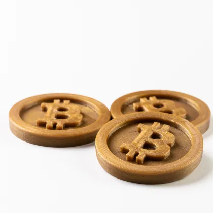 Bitcoin érme arany szemléltető FDM 3D nyomtatás