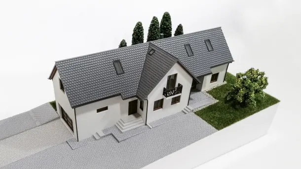 Családi ház makett tervezés FDM 3D nyomtatás festés 1-100 méretarány